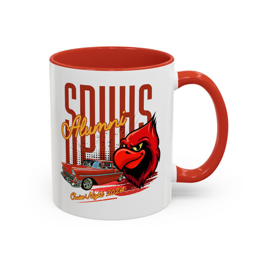 ALUMNI DESIGN #6- SPUHS Red Accent Coffee Mug, 11oz SPUHS Chevy Angry Bird type Cardinal