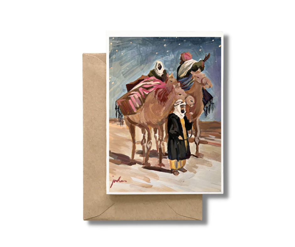 VISIT FROM THE MAGI - Christmas Art Card Print of Original Painting