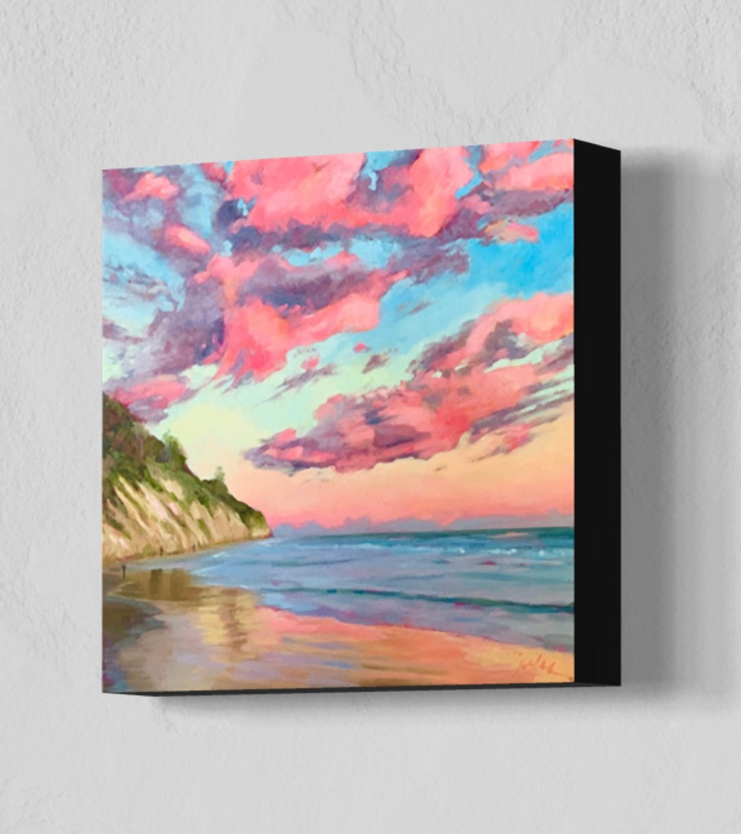 PINK SUNRISE - Hendry's Beach, Santa Barbara - Giclee Reproduction Print of Original Oil Painting