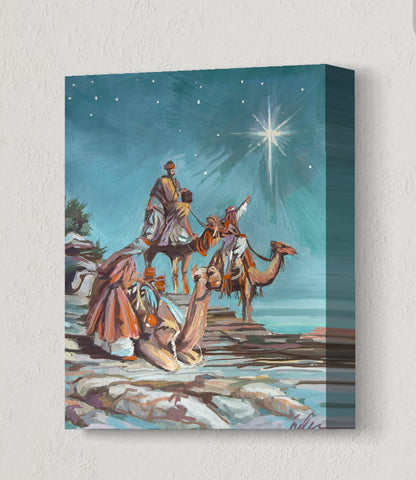 THREE KINGS ARRIVING ON CAMELS  |  Giclee Reproduction Print of an Original Gouache Painting