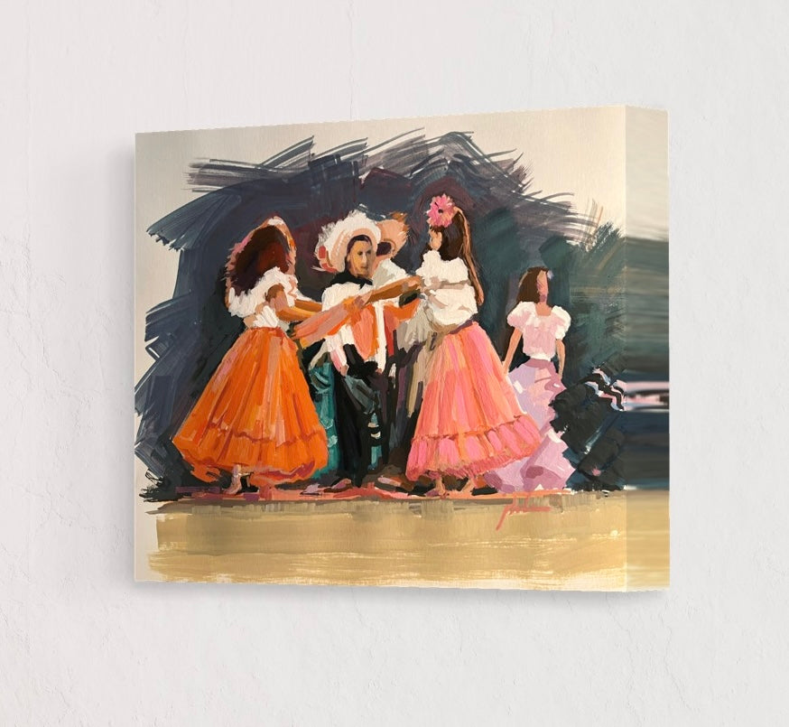 CHILDREN DANCING - Puerto Rico Christmas  |  Giclee Reproduction Print of an Original Gouache Painting