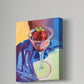 CHOCOLATE STRAWBERRY IN A GLASS WITH BLUE FABRIC -  Giclee Reproduction of Original Oil Painting Print