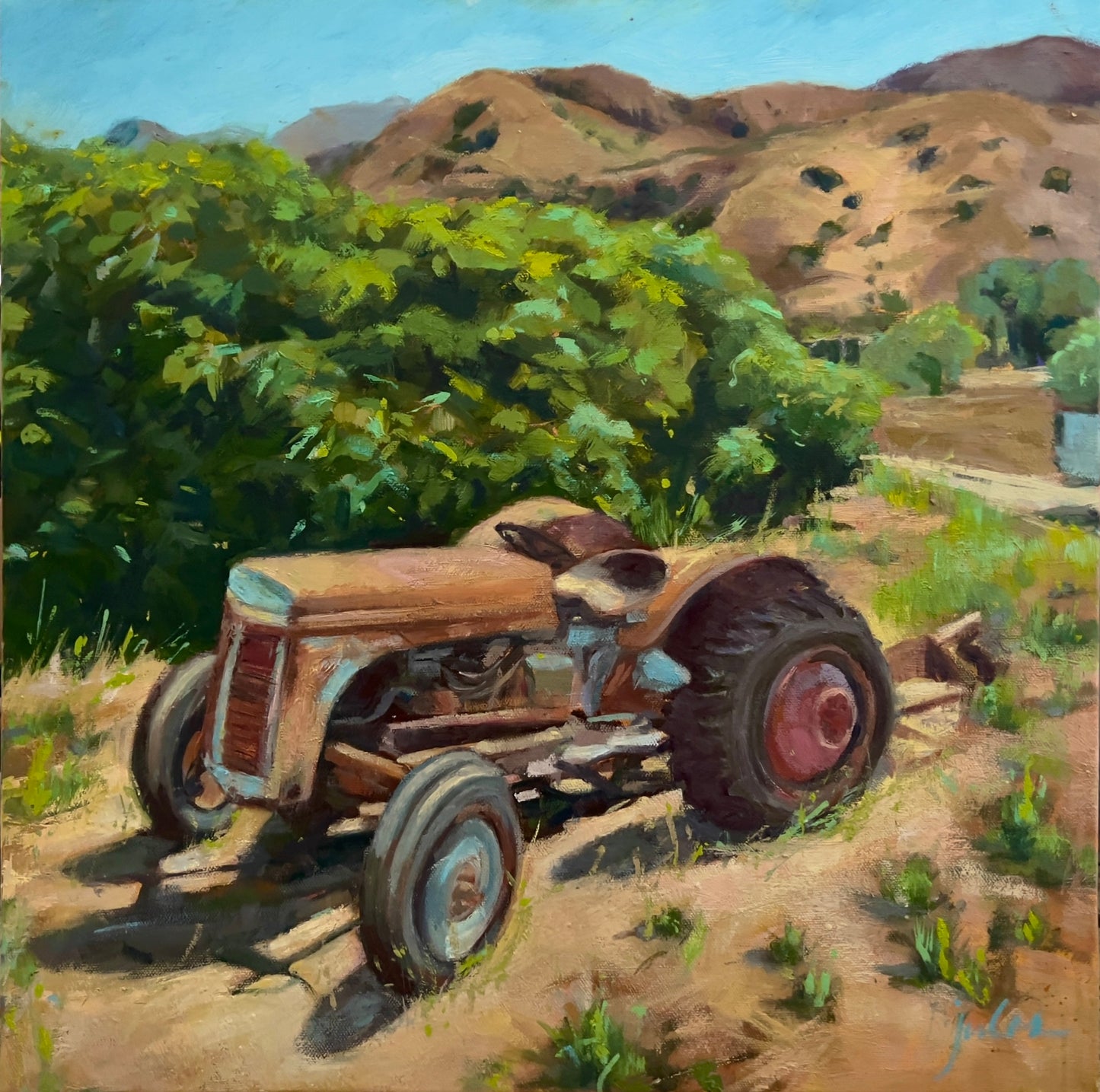 RETIRED ANTIQUE TRACTOR IN RUSTY GLORY  - Giclee Reproduction of Original Oil Painting Print