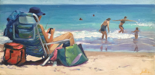 GIRLS at the SHORE - Original Oil Painting