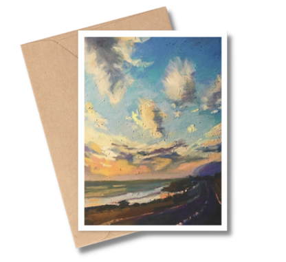 HEADING HOME THROUGH MALIBU - Art Card Print of Original Seascape Pastel Painting