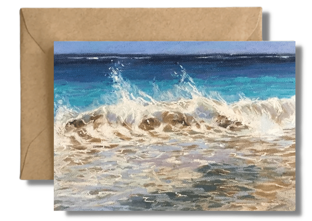 SHORE BREAK ON A BLUSTERY DAY - Art Card Print of Original Seascape OIL l Painting