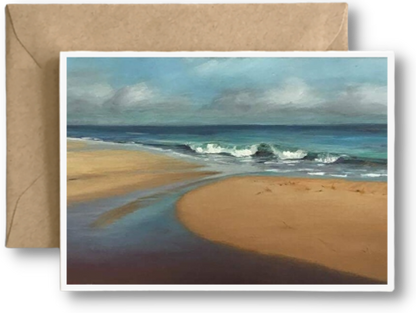 OCEAN PARK BEACH TIDE POOLS  - Art Card Print of Original Seascape Oil Painting