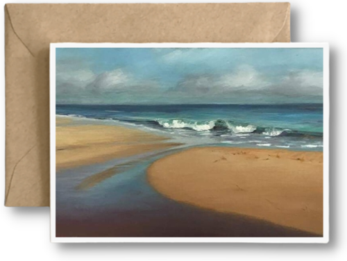 OCEAN PARK BEACH TIDE POOLS  - Art Card Print of Original Seascape Oil Painting