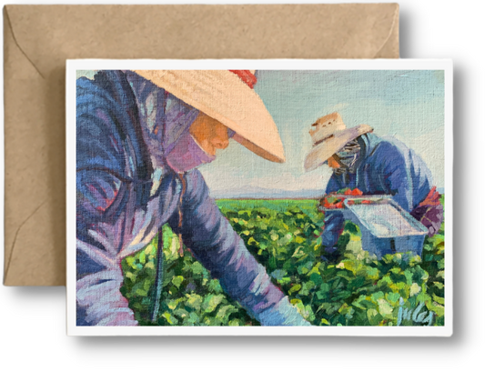 FARM WORKERS DESERVE RESPECT - Art Card Print of Original Landscape Oil Painting