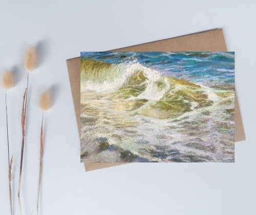 SHORE BREAK OCEAN PARK BEACH - Art Card Print of Original Seascape Oil Painting