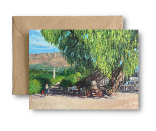 PLEIN AIR PAINTING NEAR SANTA PAULA WINERY - Art Card Print of Original Landscape Oil Painting