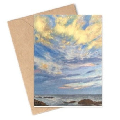 OCEAN PARK POINT AFTER SUNSET - Art Card Print of Original Seascape Pastel Painting