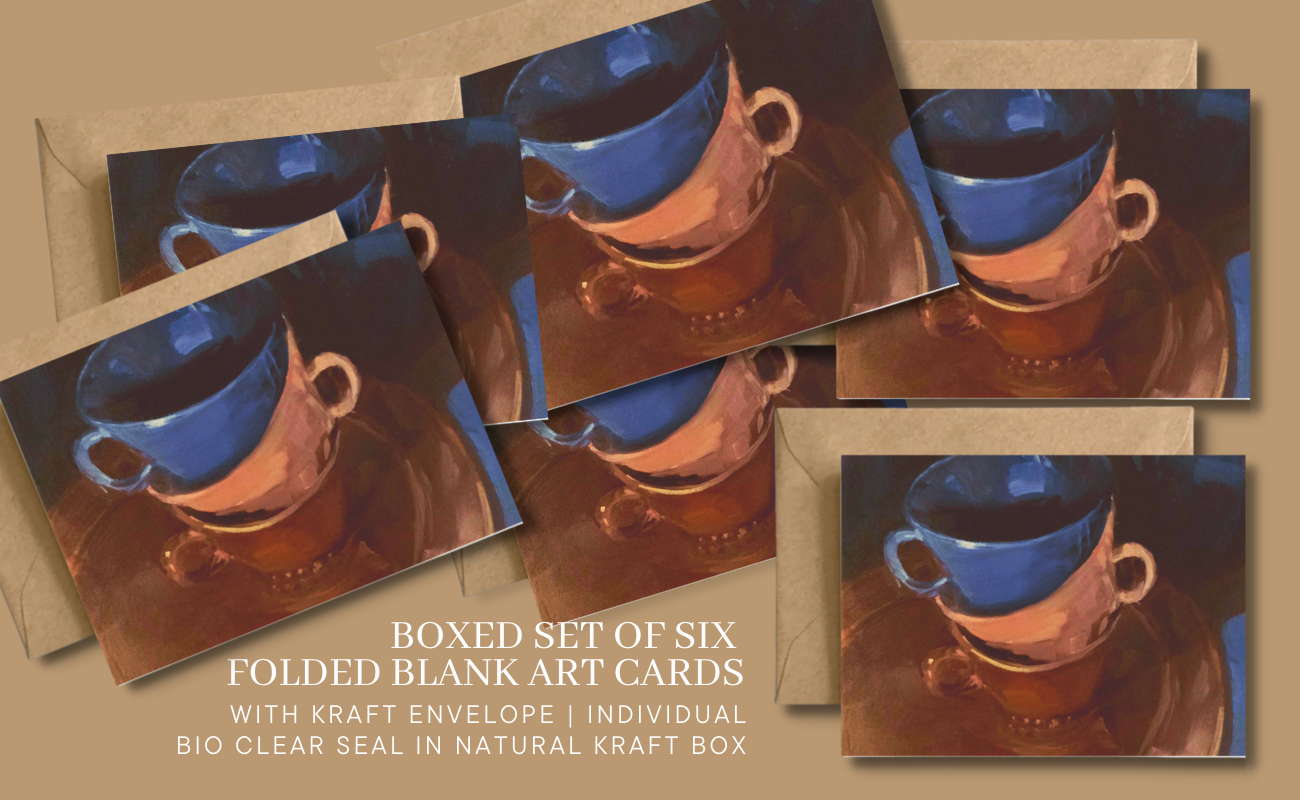 BROWN, ROSE, BLUE CUPS Art Card