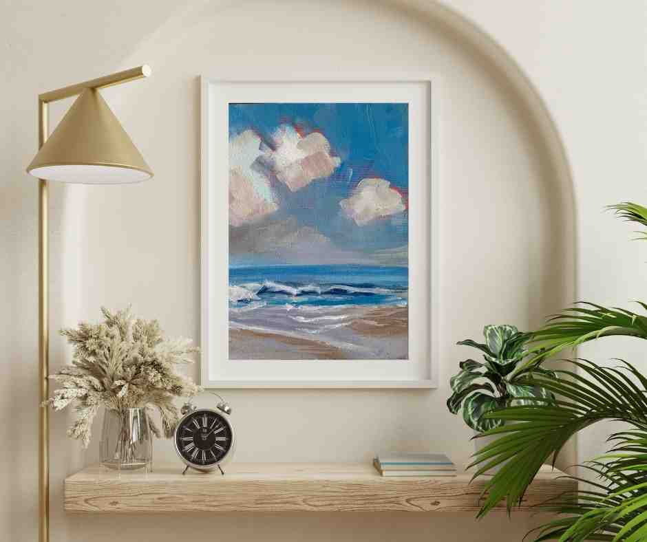 CLOUDS AT SANDY BEACH -  Giclee Reproduction Print of Original Oil Painting