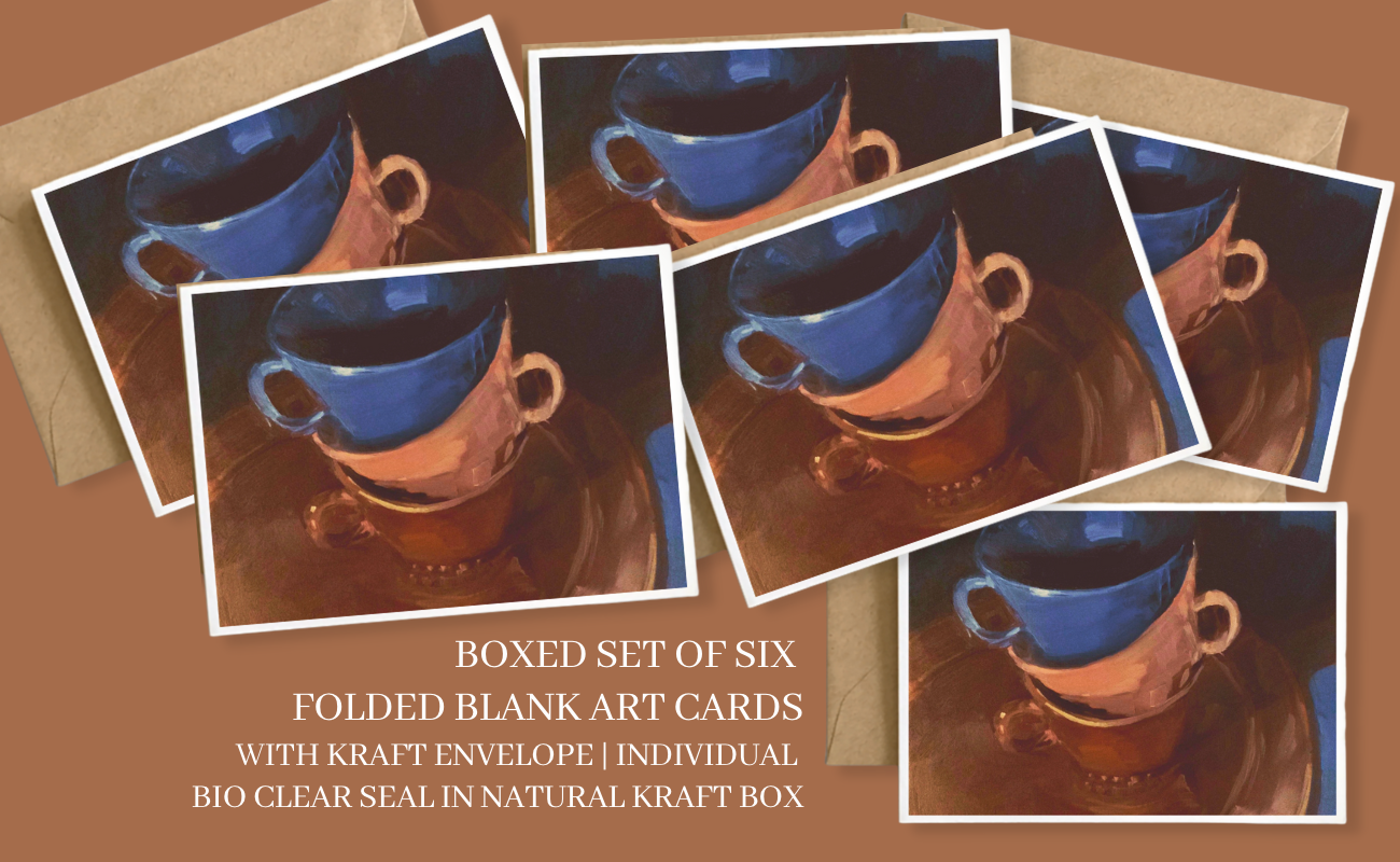 BROWN, ROSE, BLUE CUPS Art Card